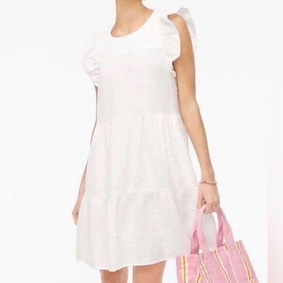 J. Crew White Cotton Gauze Tank Mini Dress Size 8 - Picture 1 of 11